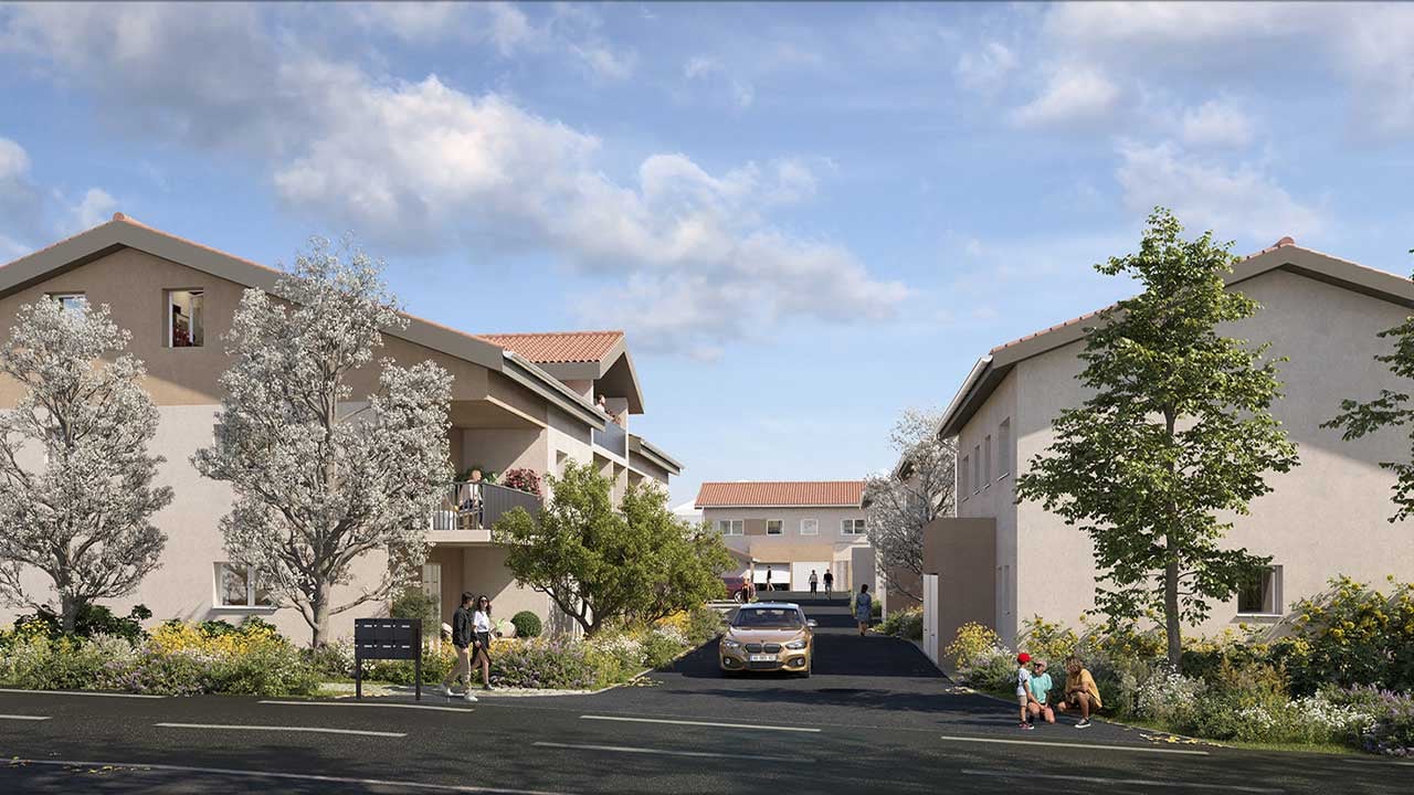 3D de l'entrée de la résidence Les Villas Seyssia