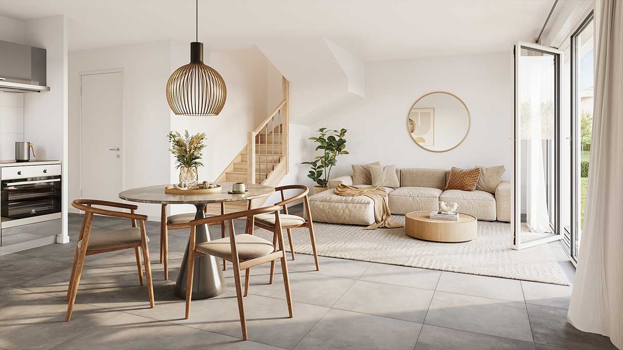 3D d'un intérieur de la résidence Les Villas Seyssia