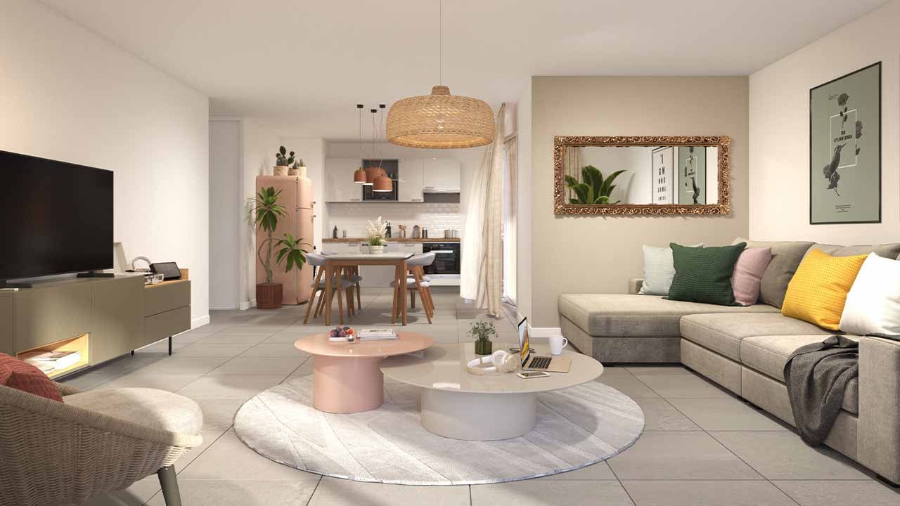 Perspective d'un intérieur de la résidence