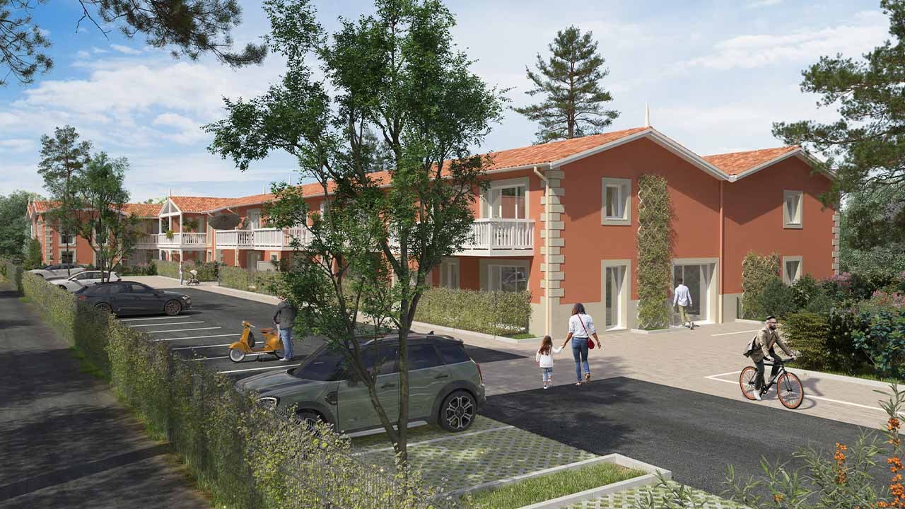 Perspective du parking de la résidence