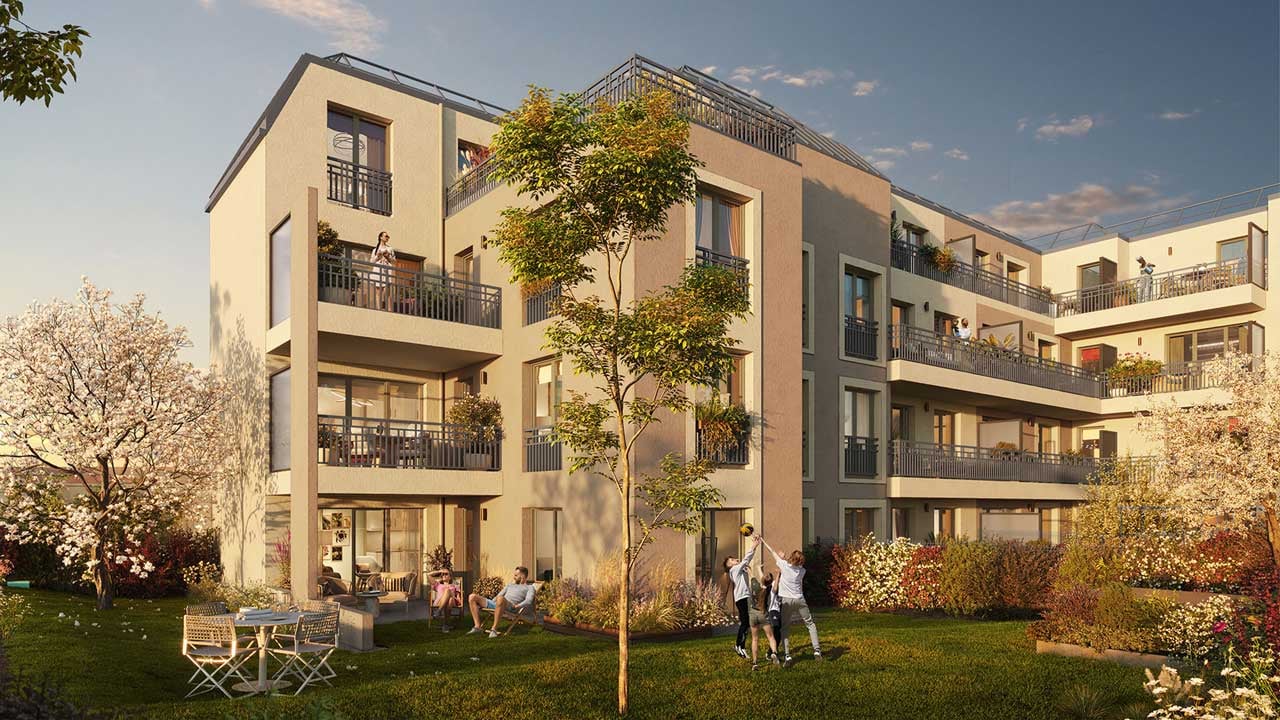 Vue 3D d'un jardin de la résidence