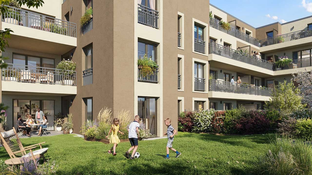 Vue 3D d'un jardin de la résidence
