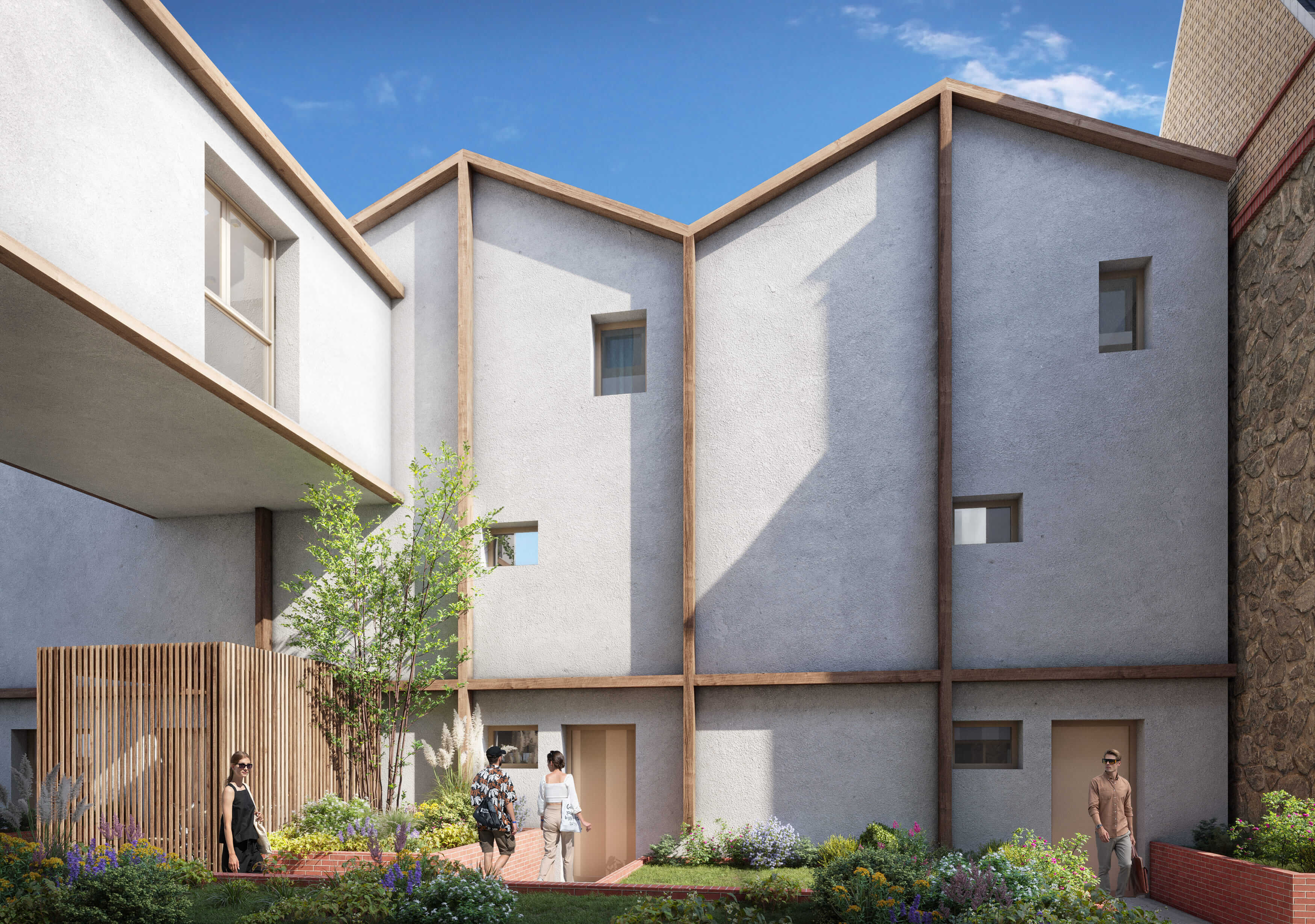 Vue espace commun de la résidence Clos de l'abbaye à Argenteuil