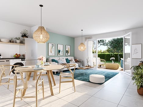 Perspective intérieure d'une villa de la résidence Les Villas Joan