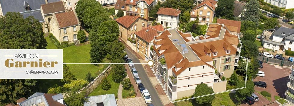 Perspective aérienne de la résidence Pavillon Garnier à Châtenay-Malabry (92)